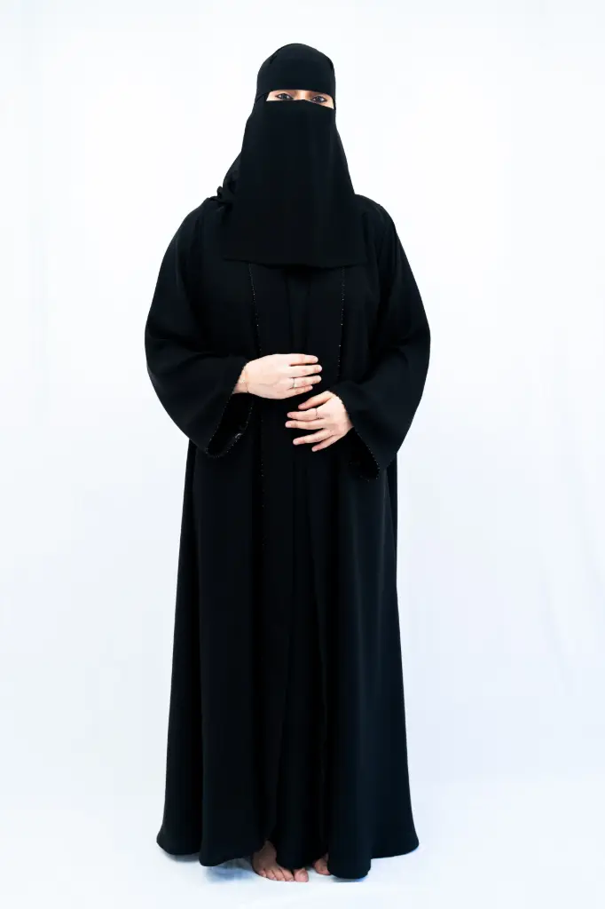 Black Beaded Veil Abaya