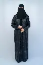  Formal Black Abaya With Flower Patch Print
