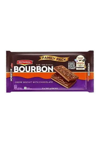 Britannia The Original Bourbon Creme Biscuit - With Chocolate, 500 g (Pack of 5)