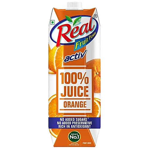 Real Activ Juice - Orange, With No Added Sugar, 2x1 L Multipack