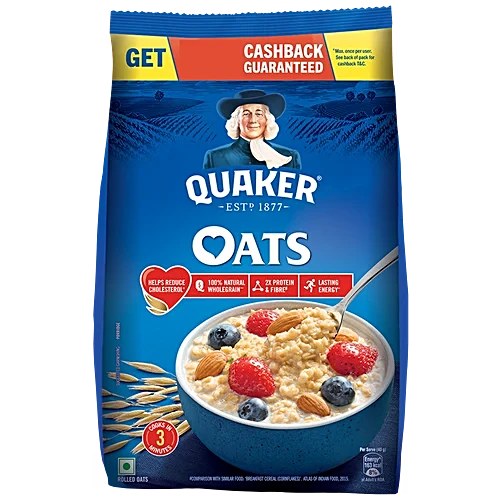 Oats Breakfast Cereal - Rich In Protein, Dietary Fibre, Nutritious, Easy To Cook, 2x1 Kg Multipack