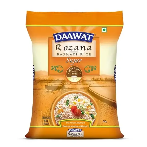 Daawat Rozana Super Basmati Rice 5Kg| For Everyday Consumption| Cooked Grain Upto 13mm*| Naturally Aged