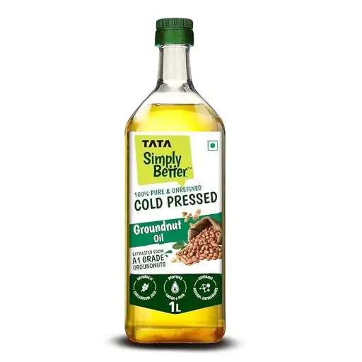 Pure & Unrefined Cold Pressed Groundnut (Peanut) Oil,Kolhu/Kacchi Ghani/Mara Chekku/Ganuga,Naturally Cholesterol Free,1L,Groundnut Oil Rich Aroma & Flavour Of Real Groundnuts