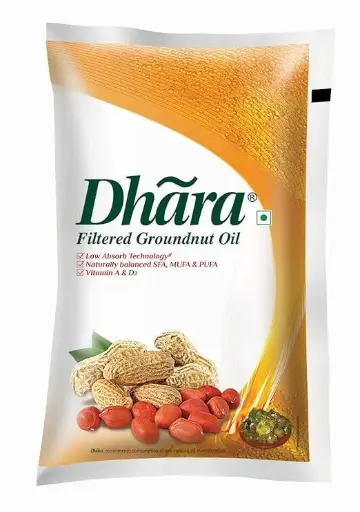 Dhara Filtered Groundnut Oil (0% Trans Fat), 1 L Pouch