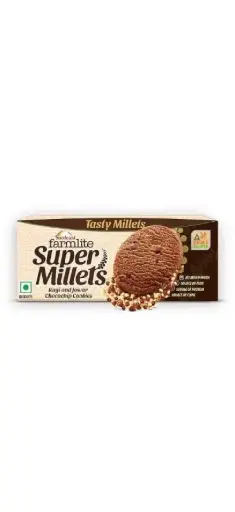Sunfeast Farmlite Super Millets Ragi and Jowar Chocochip Cookies, Delightfully Tasty & Crunchy, Made with No Added Maida, Pack of 6 Millet Biscuits, 75g