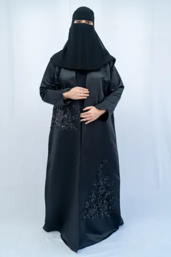 Black Bridal Abaya With Embroidery